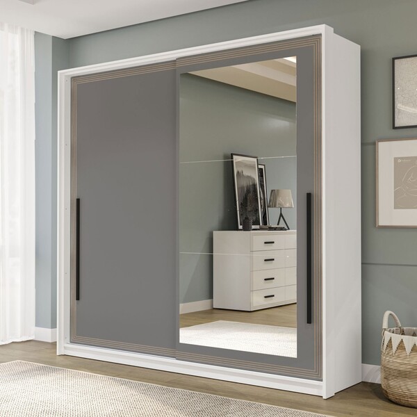 Guarda-roupa Casal Valência 2 Portas 2 Gavetas Com Espelho Br