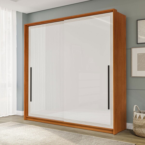 Guarda-roupa Casal Valência 2 Portas 2 Gavetas Freijó/branco