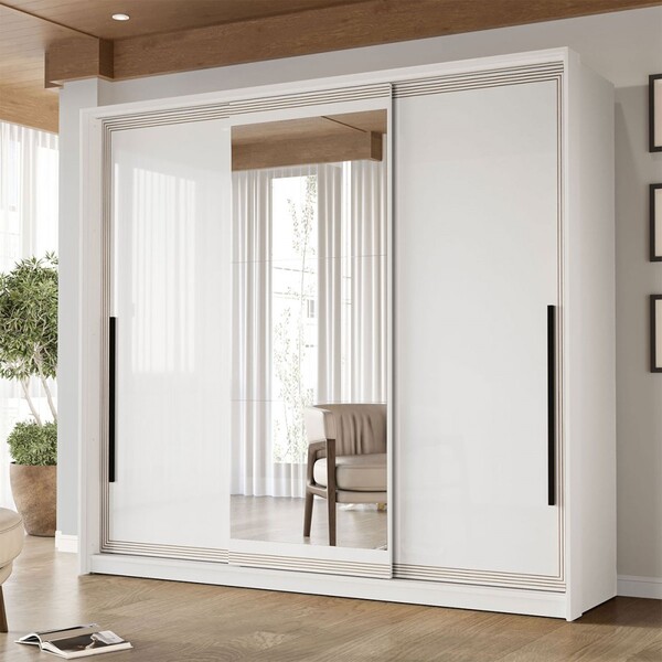 Guarda-roupa Casal Valência 3 Portas 4 Gavetas Com Espelho Br