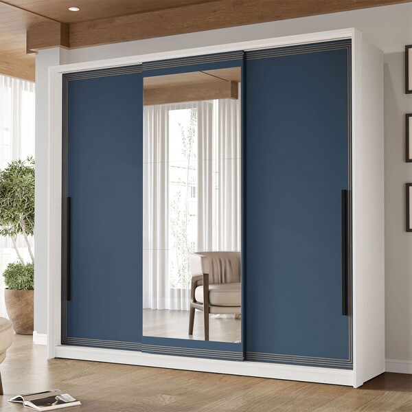 Guarda-roupa Casal Valência 3 Portas 4 Gavetas Com Espelho Br