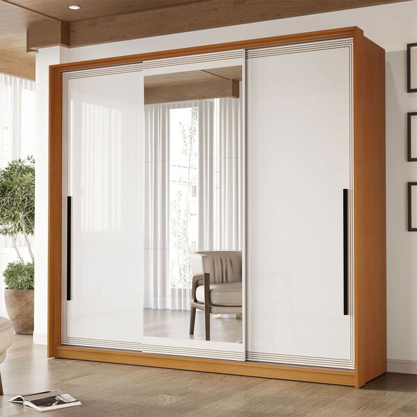 Guarda-roupa Casal Valência 3 Portas 4 Gavetas Com Espelho Fr