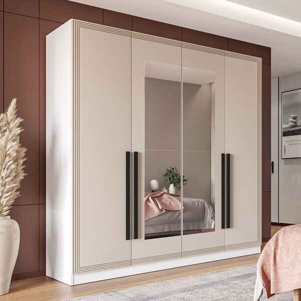 Guarda-roupa Casal Valência 4 Portas 4 Gavetas Com Espelho Br