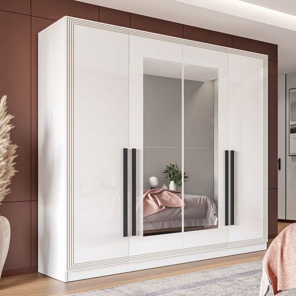 Guarda-roupa Casal Valência 4 Portas 4 Gavetas Com Espelho Br