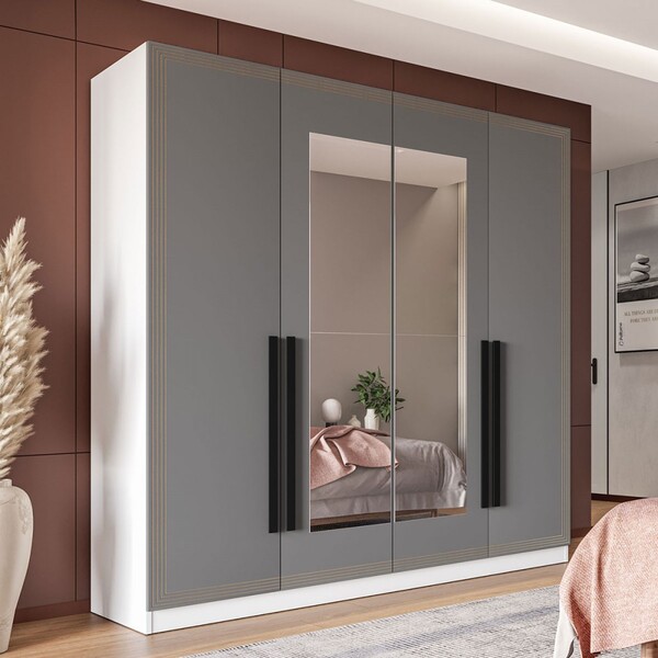 Guarda-roupa Casal Valência 4 Portas 4 Gavetas Com Espelho Br
