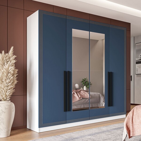 Guarda-roupa Casal Valência 4 Portas 4 Gavetas Com Espelho Br