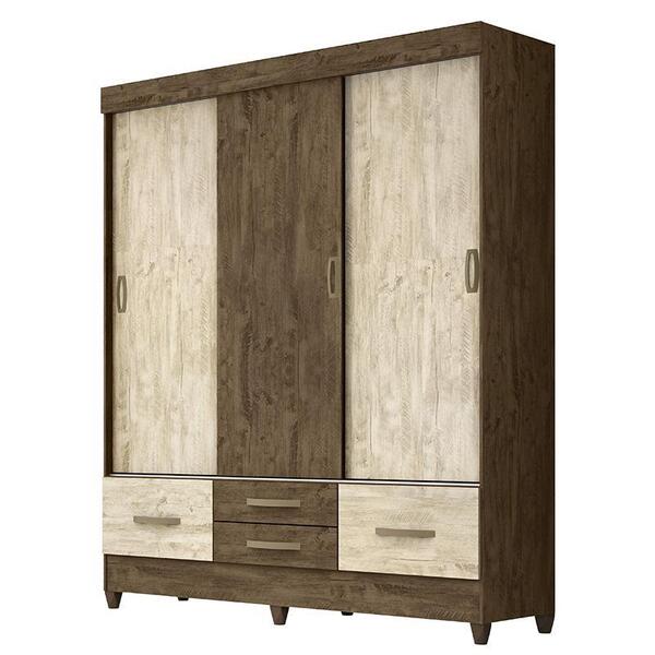 Guarda Roupa Casal Vegas 3 Portas De Correr E 4 Gavetas Color