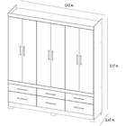 Guarda Roupa Casal Veneto 6 Portas Com Espelho Amendola Touch