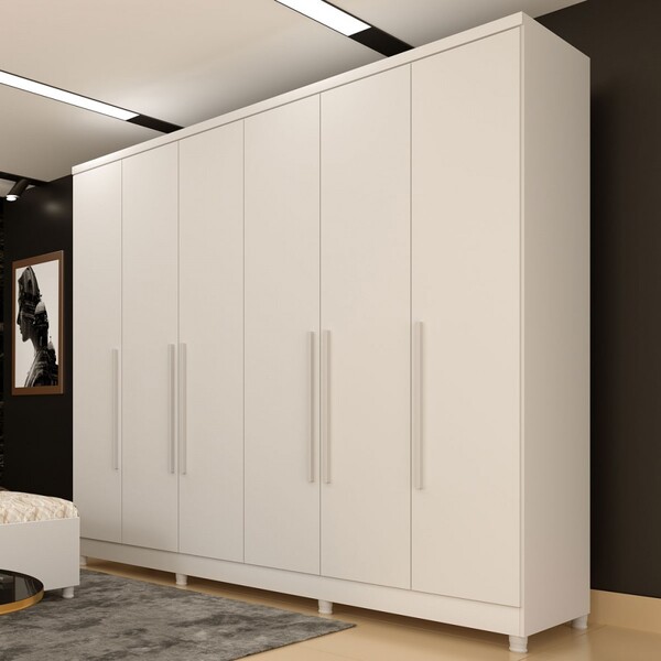 Guarda-roupa Casal Veneza 6 Portas 4 Gavetas Neve - Tcil Móve