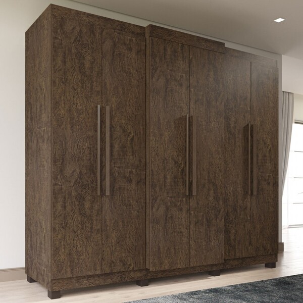 Guarda-roupa Casal Veneza 6 Portas 6 Gavetas Wengue/naturale