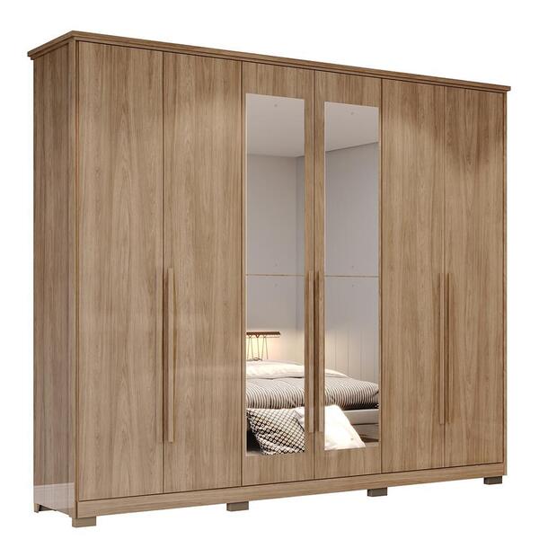 Guarda Roupa Casal Verona 6 Portas Com Espelho - Móveis Henn