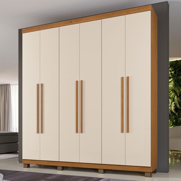 Guarda-roupa Casal Viena 6 Portas 3 Gavetas Cinamomo/off Whit
