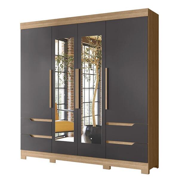 Guarda Roupa Casal Vivacce 4 Portas Com Espelho - Móveis Alba
