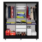 Guarda Roupa Casal Vivian 3 Portas 2 Gavetas Preto Fosco - Mo
