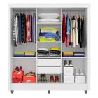 Guarda Roupa Casal Vivian 3 Portas Espelho Maior Branco - Mov