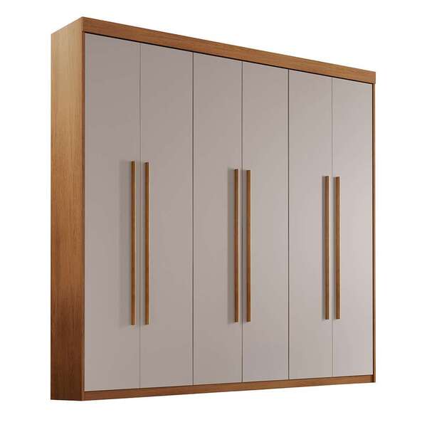 Guarda-roupa Casal Xangai 6 Pt 2 Gv Imbuia E Off White