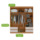 Guarda-roupa Casal Zeus 6 Portas 4 Gavetas Amêndoa Clean/off