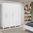 Guarda-roupa Casal Zeus 6 Portas 4 Gavetas Branco - Móveis Lo