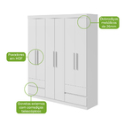 Guarda-roupa Casal Zeus 6 Portas 4 Gavetas Branco - Móveis Lo