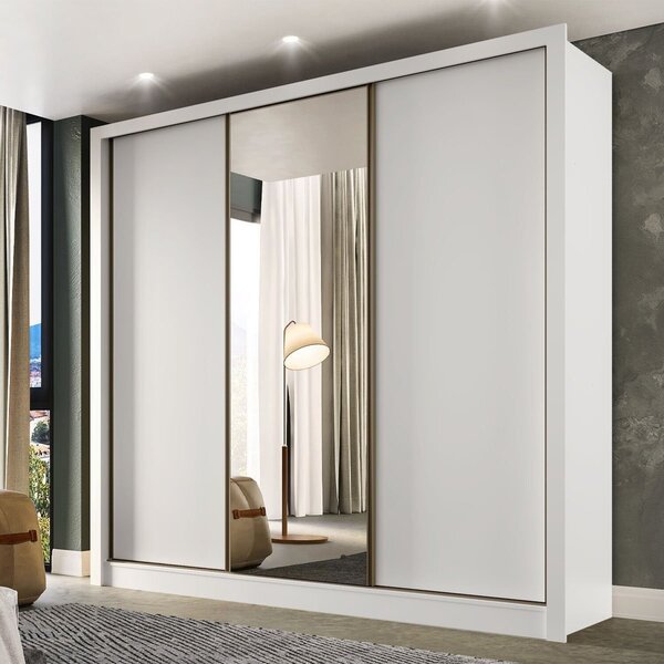 Guarda-roupa Champ 3 Portas Com Espelho Branco