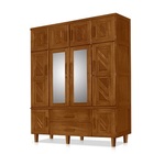Guarda Roupa Chicago 4 Portas Com Espelho Castanho – Atraente