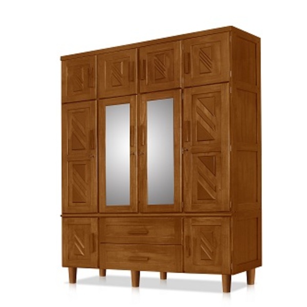 Guarda Roupa Chicago 4 Portas Com Espelho Castanho – Atraente