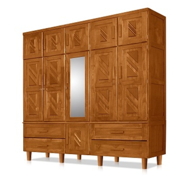 Guarda Roupa Chicago 5 Portas Com Espelho Imbuia – Atraente M
