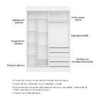 Guarda Roupa Chicago Branco 02 Portas De Correr Com Espelho 1