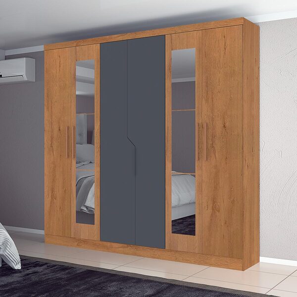 Guarda Roupa Chicago Com Espelho 236 X 230 Cm 6 Portas 4 Gave