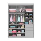 Guarda Roupa Cinza 3 Portas E 4 Gavetas Pérola - Phoenix Baby