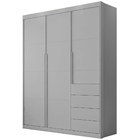 Guarda Roupa Cinza 3 Portas E 4 Gavetas Pérola - Phoenix Baby