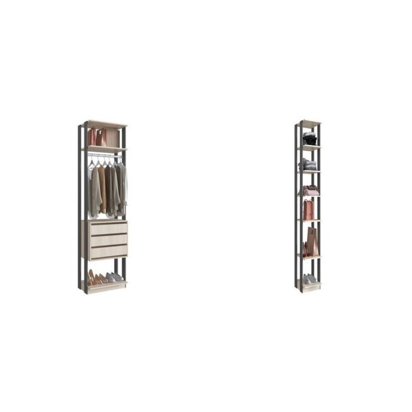 Guarda Roupa Closet 3 Gavetas 1 Cabideiro E Prateleiras Be Mo