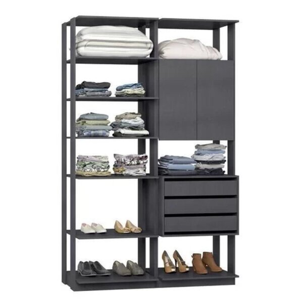 Guarda Roupa Closet 3 Gavetas E Prateleiras Be Mobiliário Gra