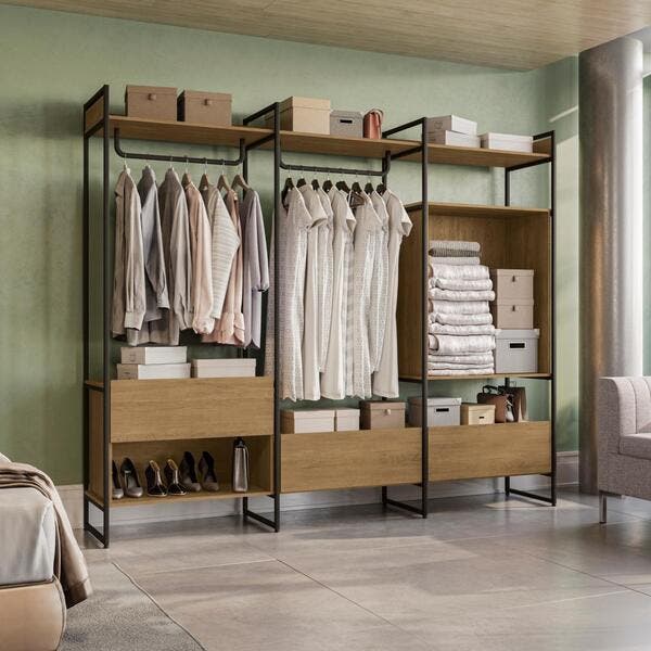 Guarda-roupa Closet 3 Gavetas Kappesberg Freijó/preto Fosco | Leroy Merlin
