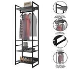 Guarda Roupa Closet 4 Prateleiras Indy F02 Preto Texturizado