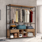 Guarda Roupa Closet Casal Industrial 2 Gavetas Tóquio Preto/d