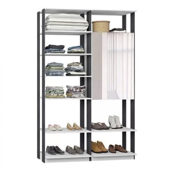 Guarda Roupa Closet Com Espelho E Prateleiras Be Mobiliário B