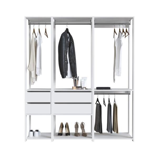 Guarda-roupa Closet Easy 3 Peças 4 Gavetas Branco
