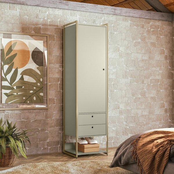 Guarda Roupa Closet Industrial 1 Porta 2 Gavetas  Off White