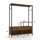 Guarda Roupa Closet Industrial 2 Gavetas Tóquio Preto/demoliç