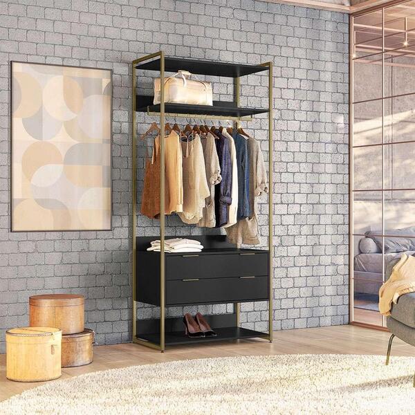 Guarda-roupa Closet Industrial Mital Com Cabideiro 2 Gv Preto