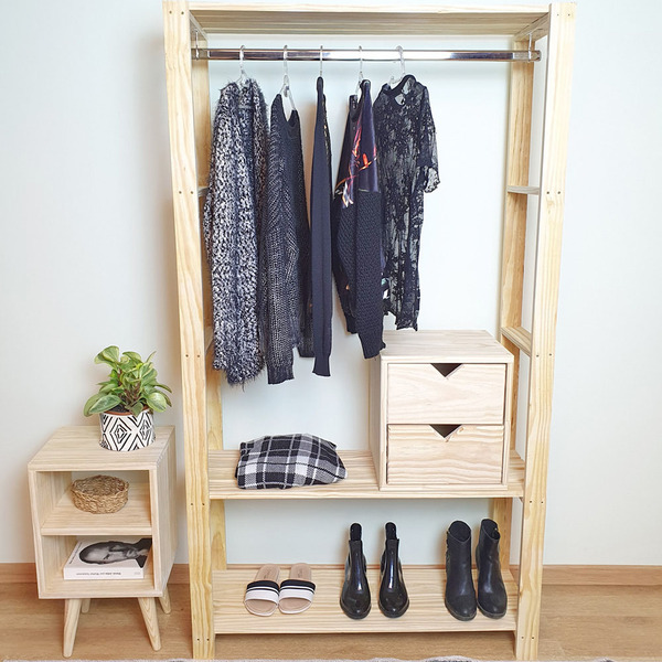 Guarda-roupa Closet Mini 100cm Em Madeira - Natural