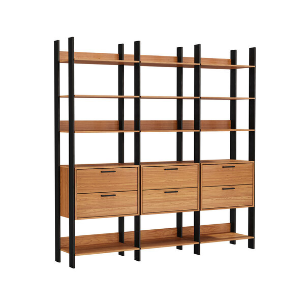 Guarda Roupa Closet Modulado 03 Gaveteiros Freijó Com Preto F