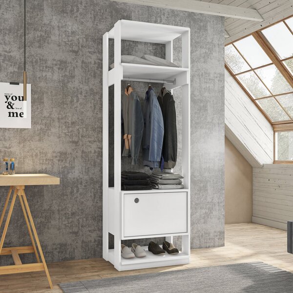 Guarda Roupa Closet Modulado 1 Cabideiro 1 Porta Titan Branco