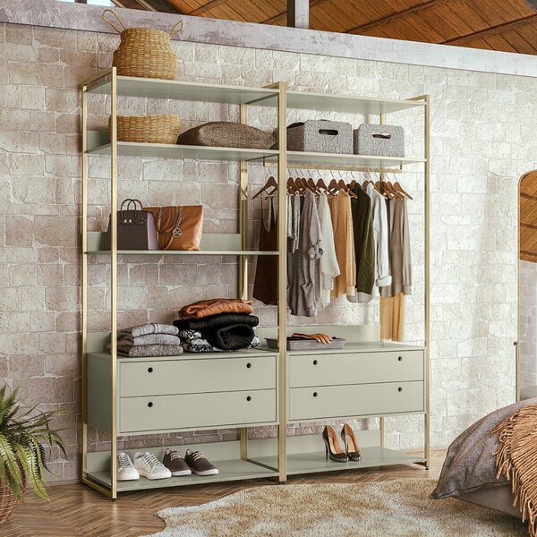 Guarda Roupa Closet Modulado Industrial 4 Gavetas  Off White