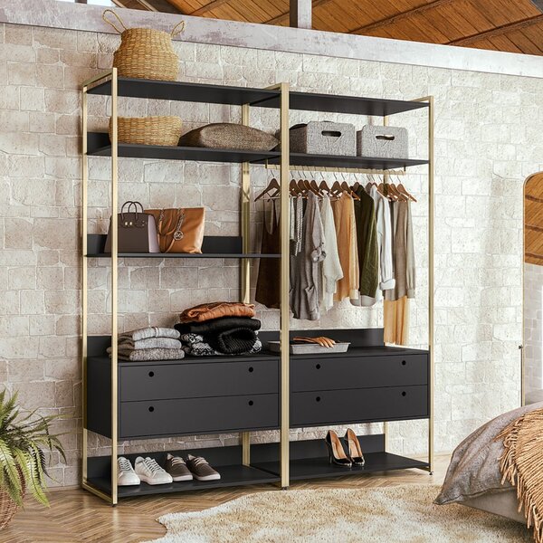Guarda Roupa Closet Modulado Industrial 4 Gavetas  Preto