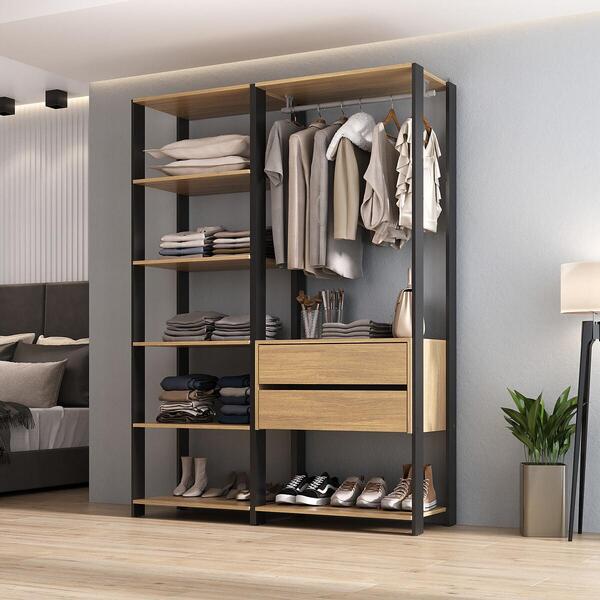 Guarda-Roupa Closet Modulado Sevilla 2 Gavetas 135cm Preto/Ma