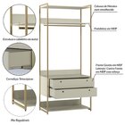 Guarda Roupa Closet Modulado Solteiro Com Cabideiro 4 Gavetas