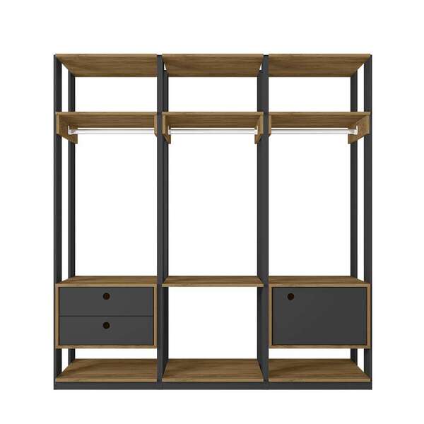 Guarda-roupa Closet Modulado Titan 1 Pt 2 Gv Preto E Freijó