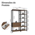 Guarda-roupa Closet Modulado Valencia 2 Gavetas 129cm Rustic/