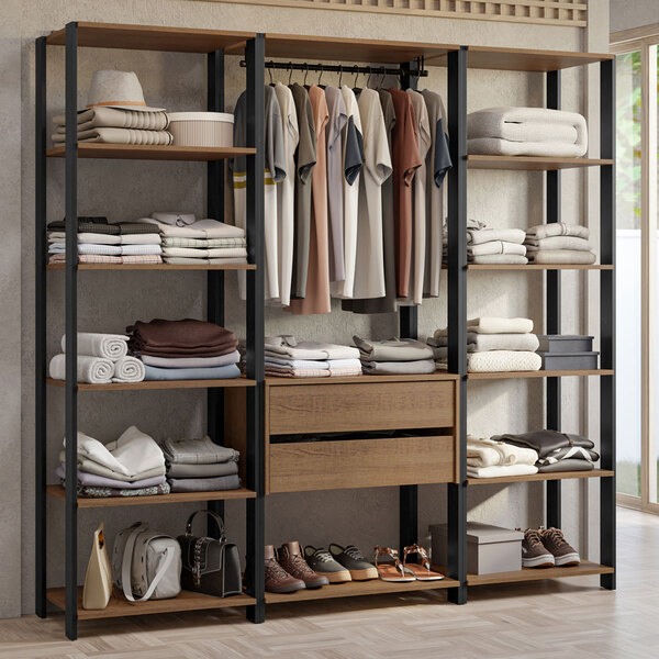 Guarda-roupa Closet Modulado Valencia 2 Gavetas 188cm Rustic/